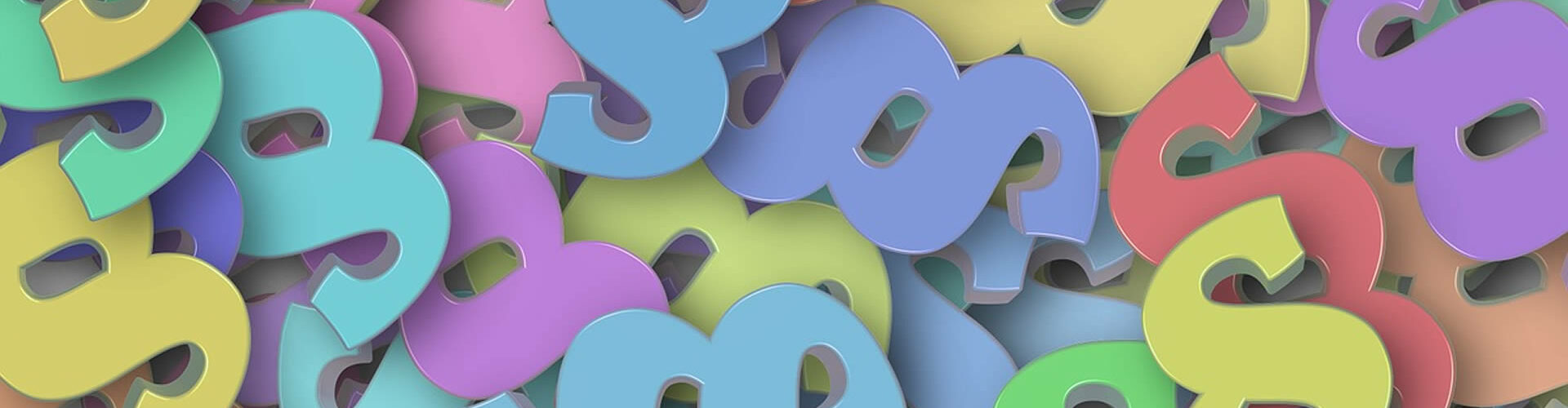 Bild: Ein Haufen von bunten Paragraphenzeichen